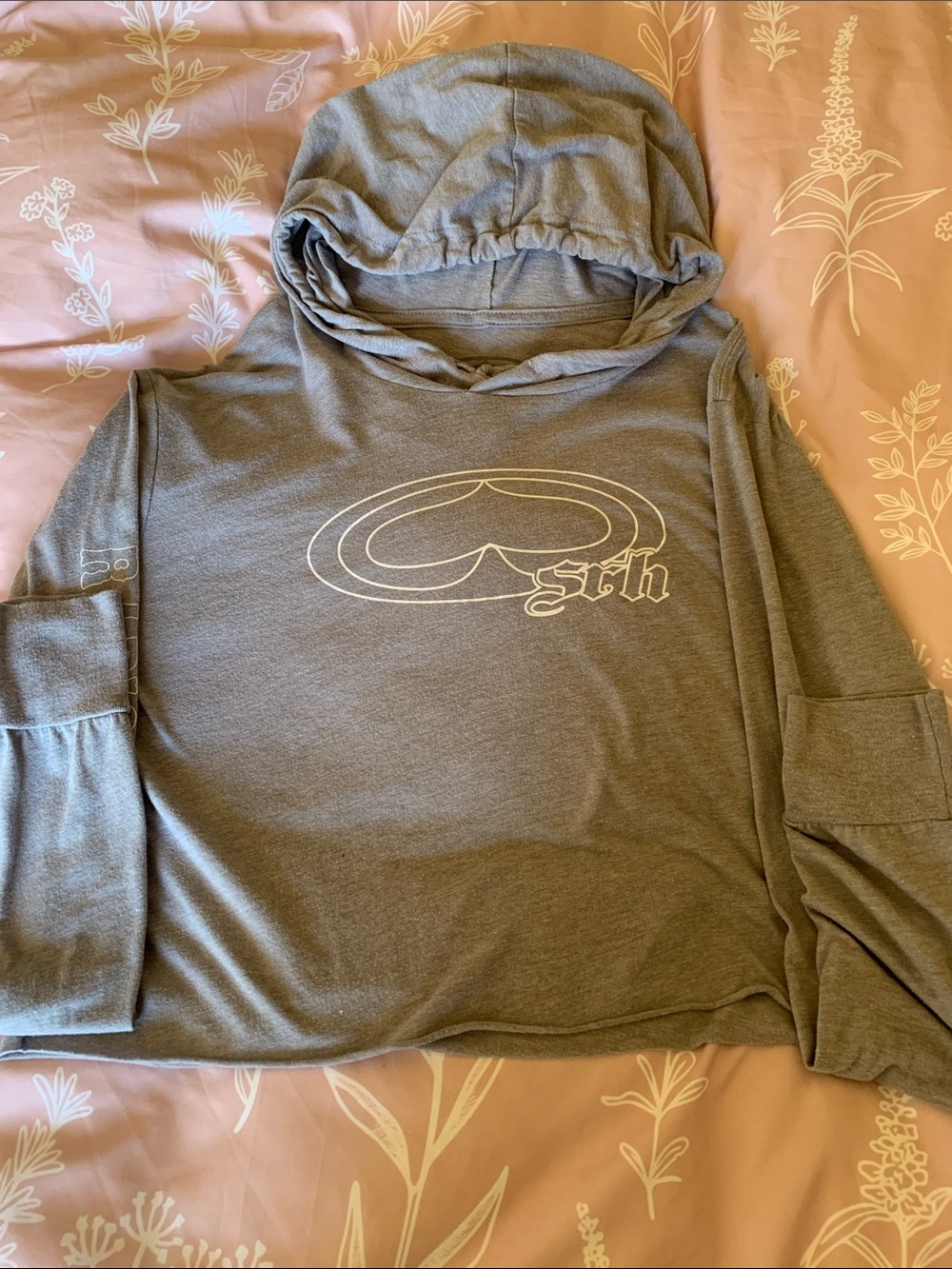srh Women's Gray Hooded Crop Top